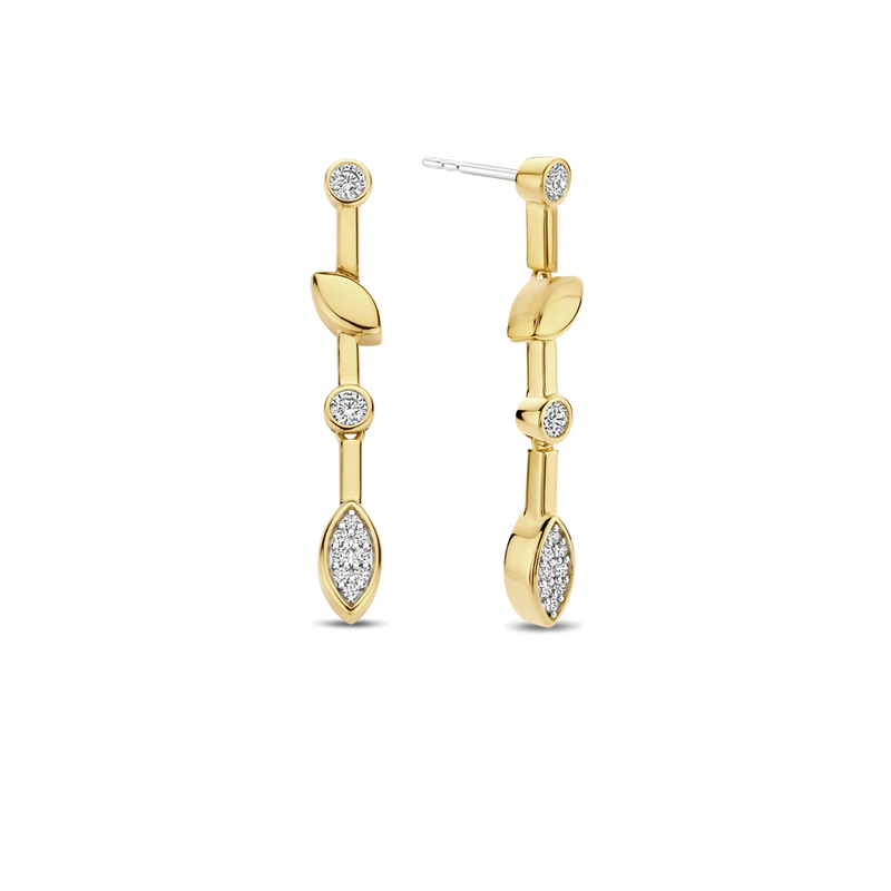 Milano Vintage Leaf Drop Earrings - Gold - 7988ZY