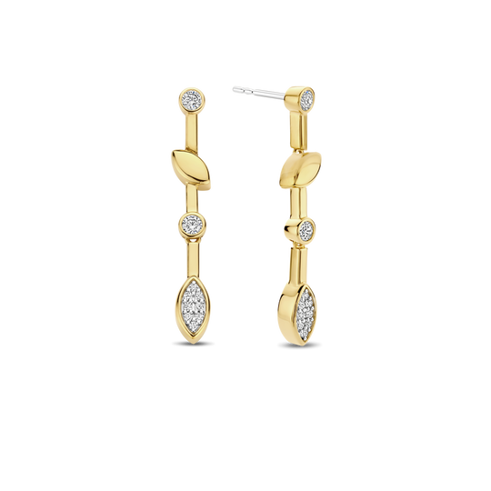 Milano Vintage Leaf Drop Earrings - Gold - 7988ZY