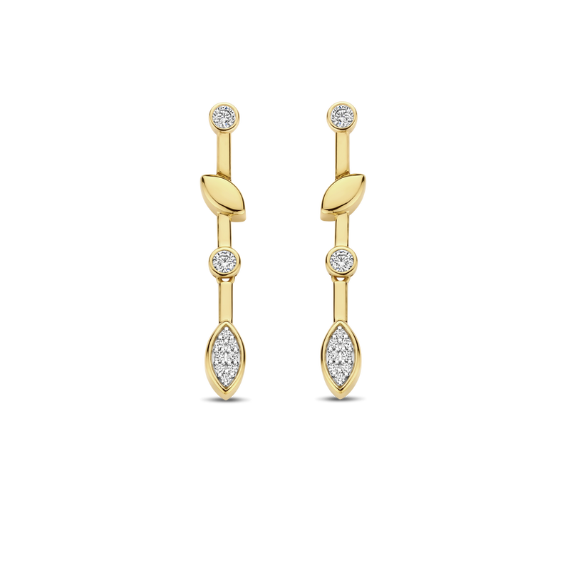 Milano Vintage Leaf Drop Earrings - Gold - 7988ZY