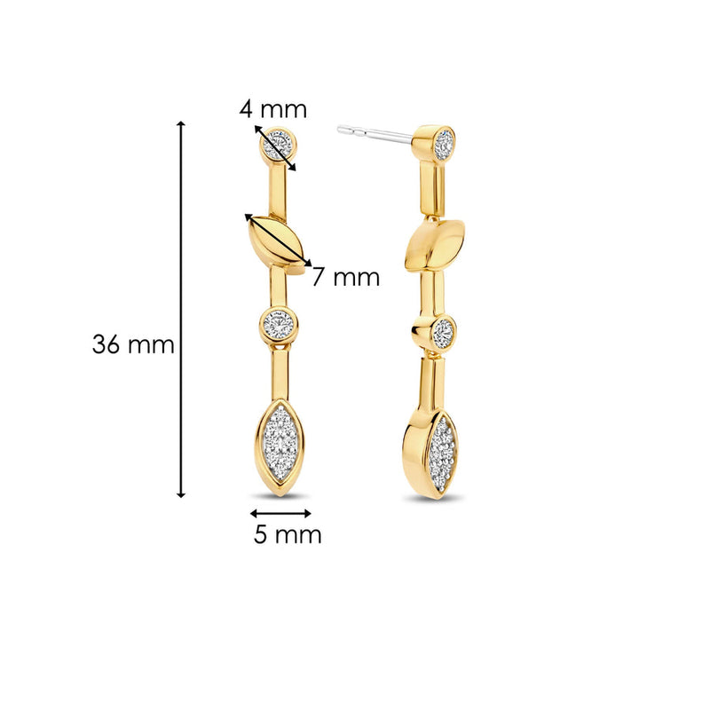 Milano Vintage Leaf Drop Earrings - Gold - 7988ZY