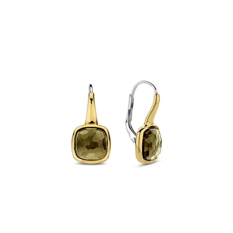 Milano Green Stone Drop Earrings - Gold - 7989KA