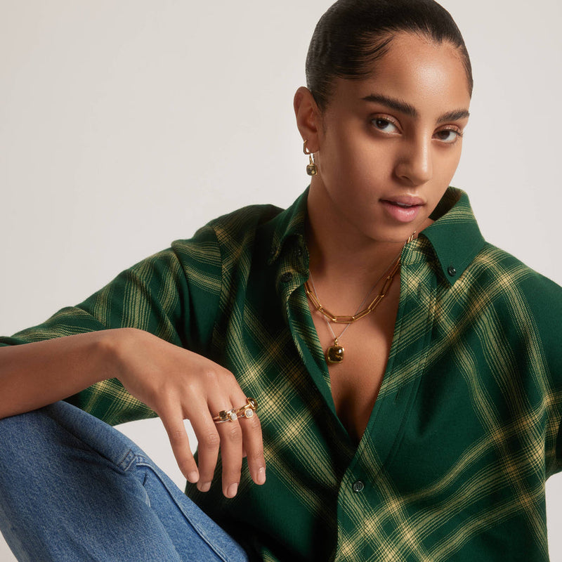 Milano Green Stone Drop Earrings - Gold - 7989KA