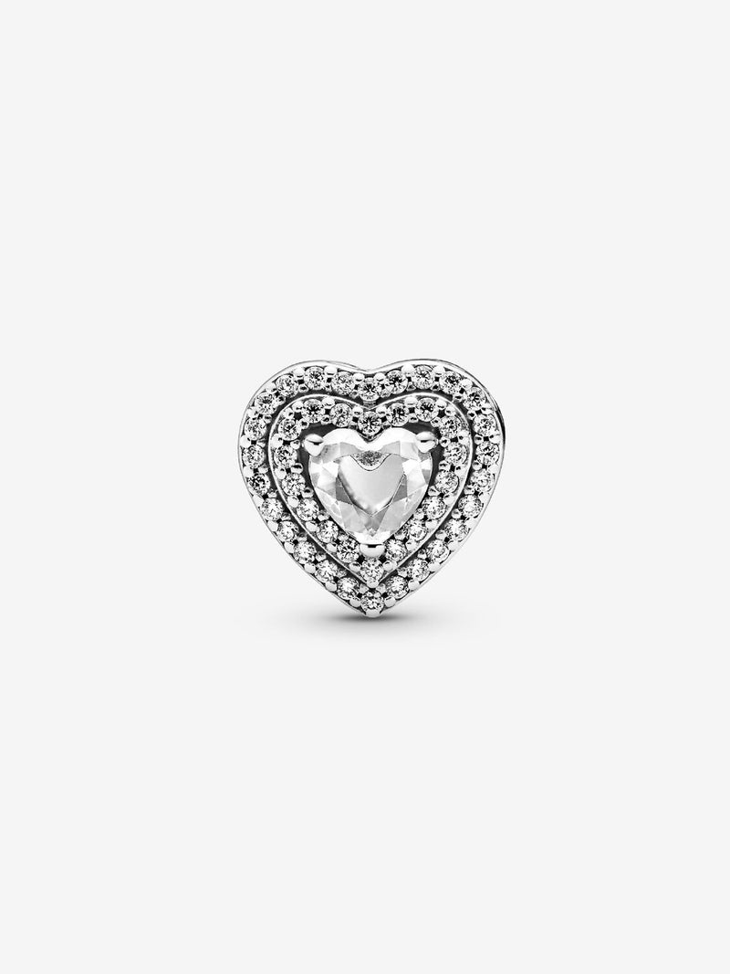 Sparkling Levelled Hearts Charm - Sterling Silver - 799218C01