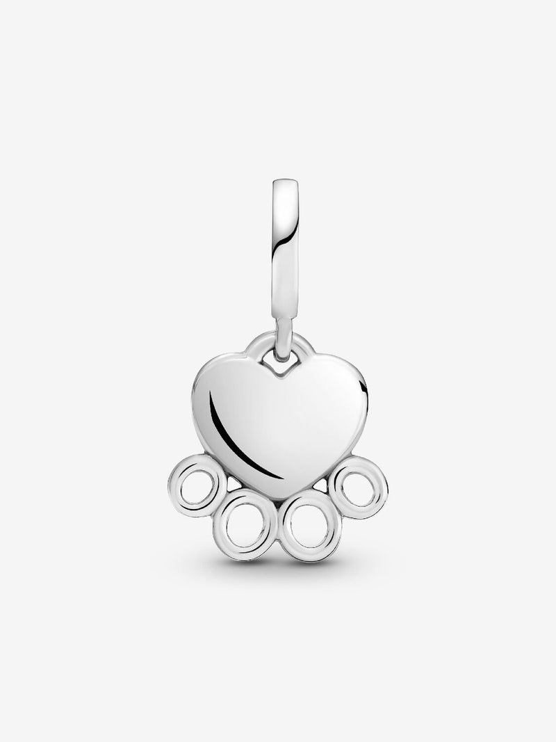 Hearts & Paw Print Dangle Charm - Sterling Silver - 799360C00