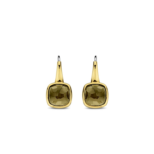 Milano Green Stone Drop Earrings - Gold - 7989KA