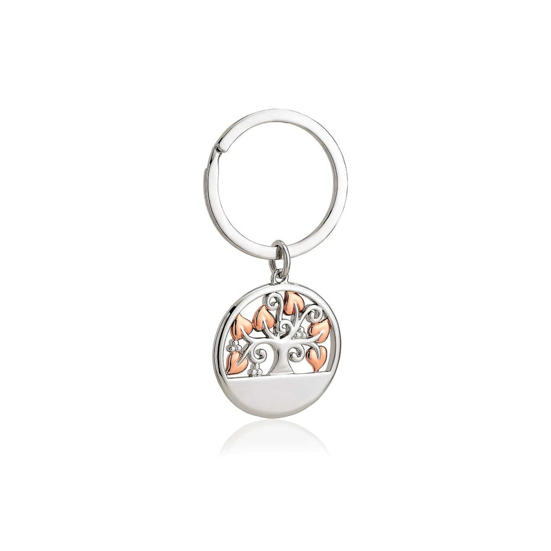 Tree Of Life Keyring - Silver/Rose - 7TOLKR