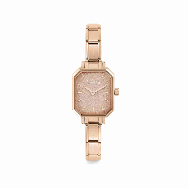 Composable Pink Glitter Dial Ladies Watch - Rose Gold - 076031/025