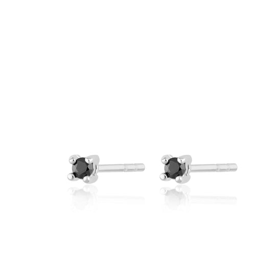 Teeny Tiny Stud Earrings - Silver/Black - SPESSS141