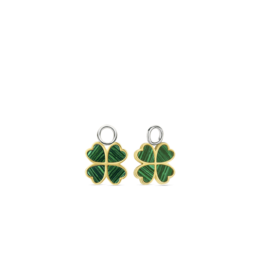 Milano Malachite Clover Ear Charms - Gold/Silver - 9258MA