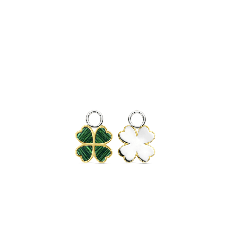 Milano Malachite Clover Ear Charms - Gold/Silver - 9258MA