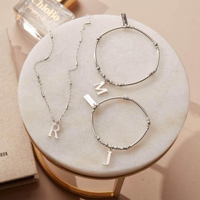 Sterling silver cheap initial bracelets