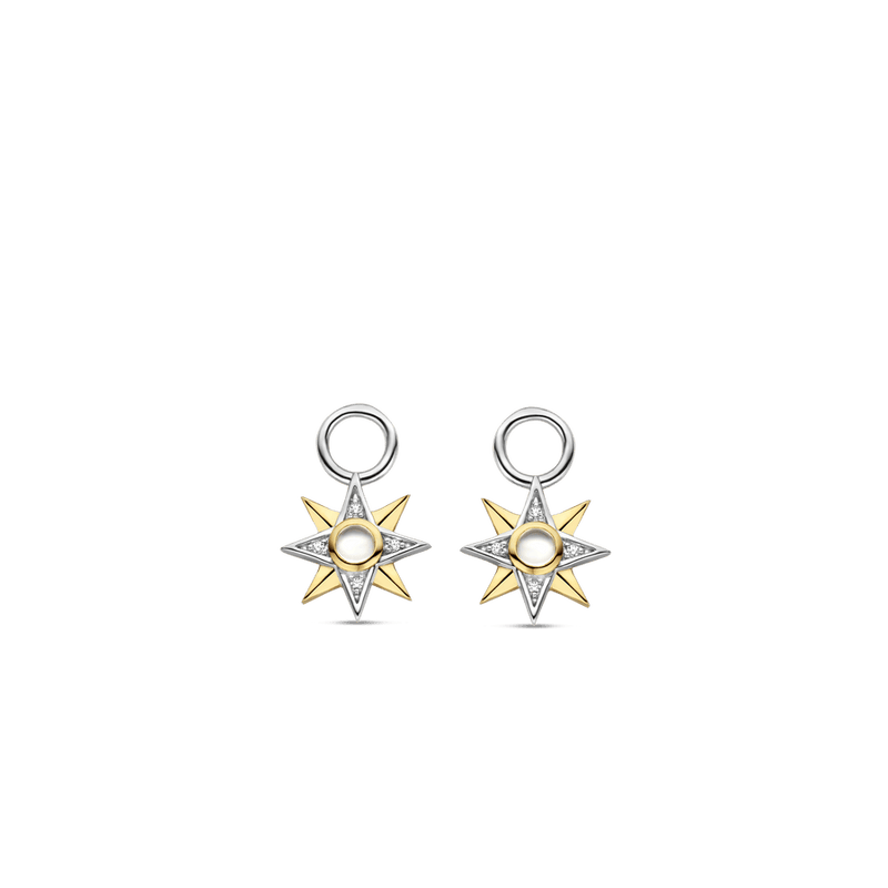 Mother Of Pearl Star Earcharms - Gold/Silver - 9266MW
