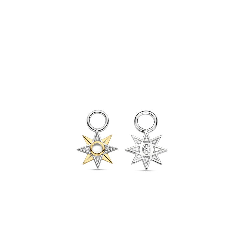 Mother Of Pearl Star Earcharms - Gold/Silver - 9266MW