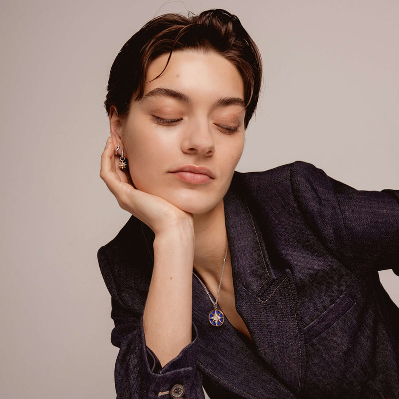 Mother Of Pearl Star Earcharms - Gold/Silver - 9266MW