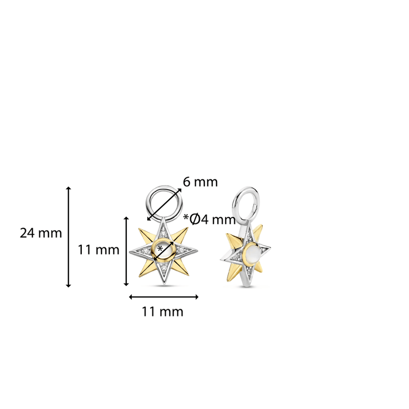 Mother Of Pearl Star Earcharms - Gold/Silver - 9266MW