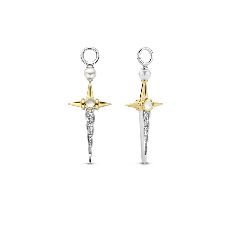 Elongated Star Ear Charms - Silver/Gold - 9268YP