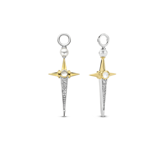Elongated Star Ear Charms - Silver/Gold - 9268YP