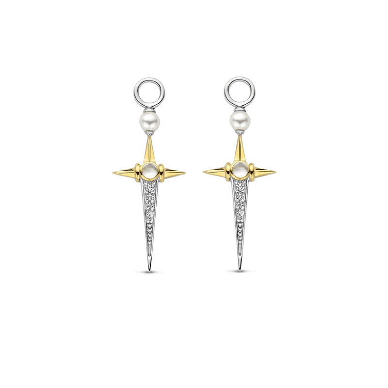 Elongated Star Ear Charms - Silver/Gold - 9268YP