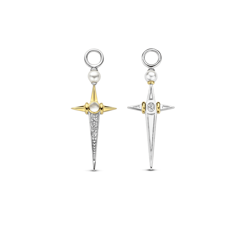 Elongated Star Ear Charms - Silver/Gold - 9268YP