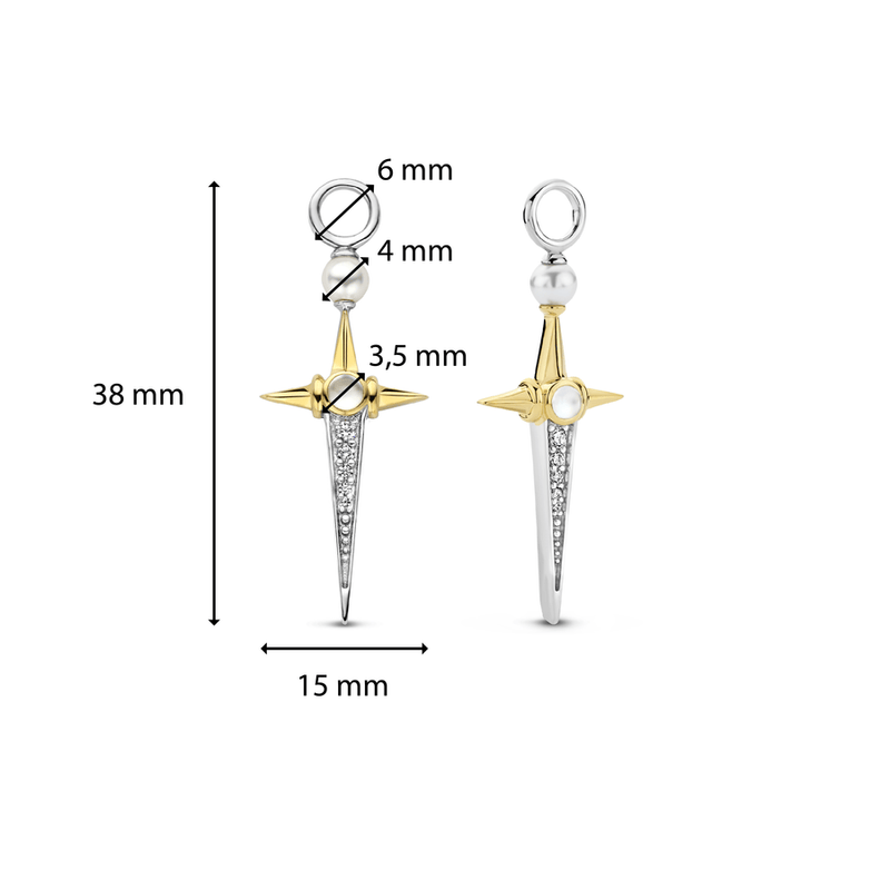 Elongated Star Ear Charms - Silver/Gold - 9268YP