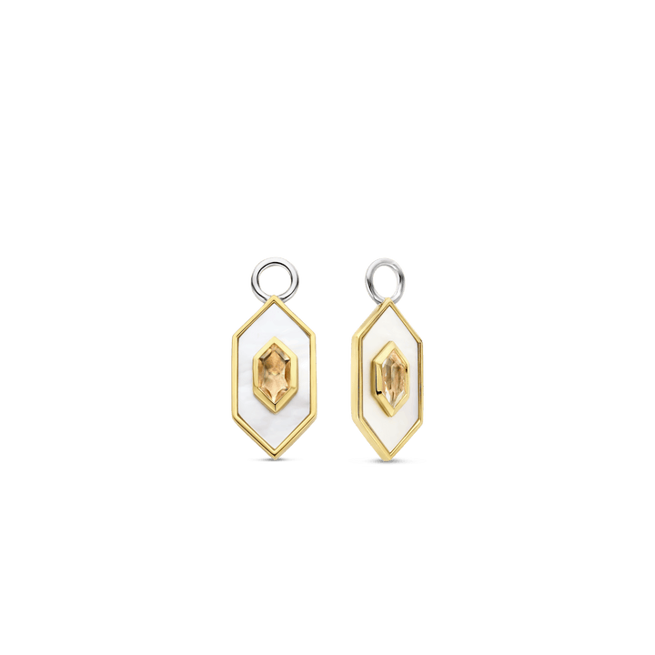 Milano Geometric Mother Of Pearl Ear Charms - Gold - 9271MW