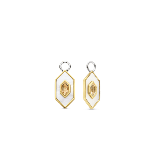Milano Geometric Mother Of Pearl Ear Charms - Gold - 9271MW