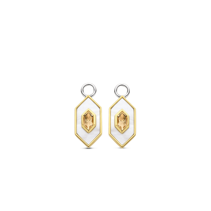 Milano Geometric Mother Of Pearl Ear Charms - Gold - 9271MW