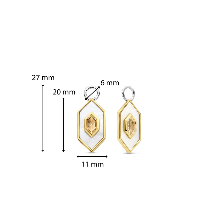 Milano Geometric Mother Of Pearl Ear Charms - Gold - 9271MW