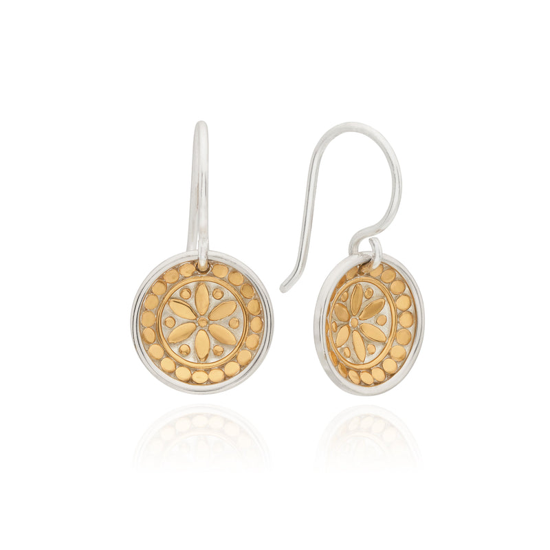 Classic Flower Dish Drop Earrings - Gold - 96E-TWT
