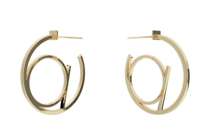 Small Alphabet Hoop Earring, Single Letter A, Left - Gold