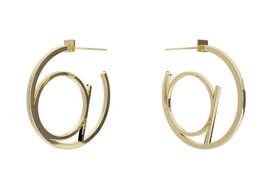 Small Alphabet Hoop Earrings, Letter A - Gold