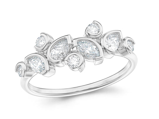 Mixed Stone Ring, 0.48ct Laboratory Grown Diamonds - 9ct White Gold - A16.00040.9WLCM