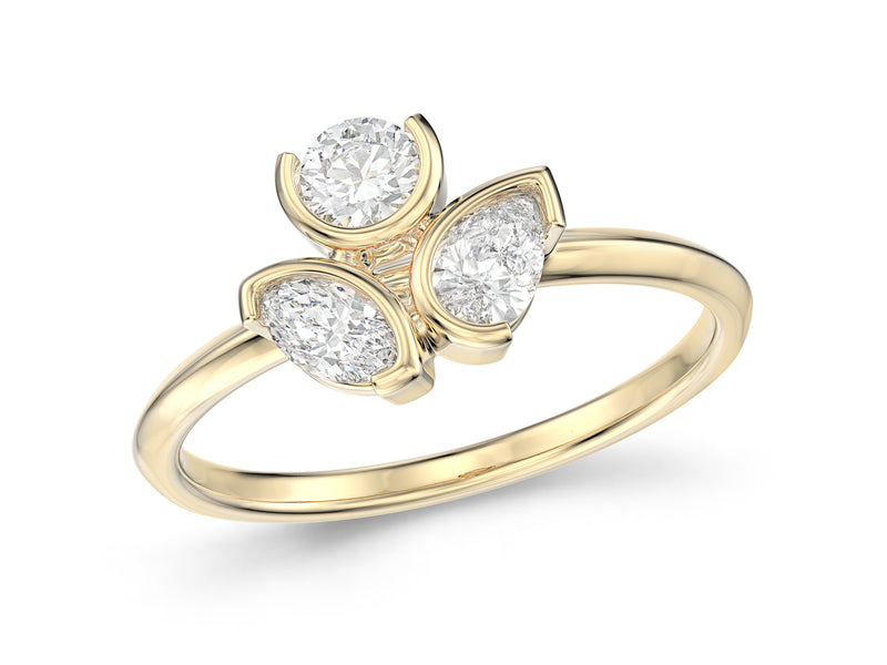 Mixed Three Stone Ring, 0.51ct Laboratory Grown Diamonds - 9ct Yellow Gold - A16.00050.9YLCM