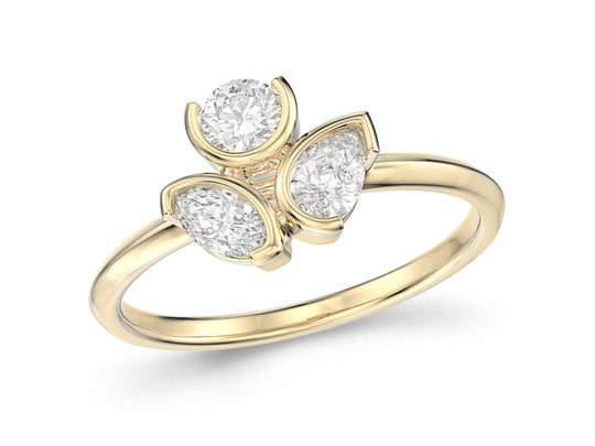 Mixed Three Stone Ring, 0.51ct Laboratory Grown Diamonds - 9ct Yellow Gold - A16.00050.9YLCM