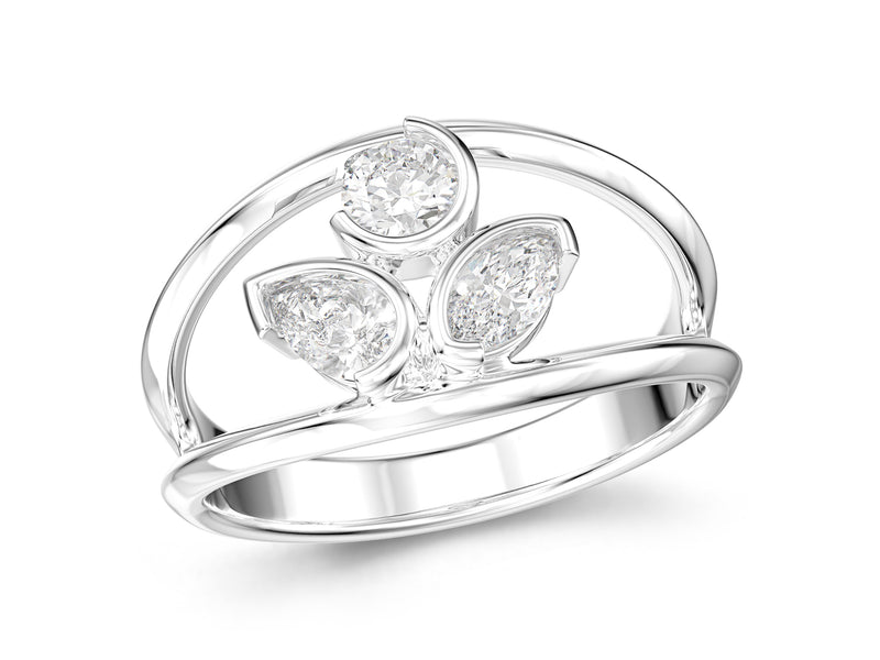 Three Stone Double Band Ring, 0.51ct Laboratory Grown Diamonds - 9ct White Gold - A16.00051.9WLCM