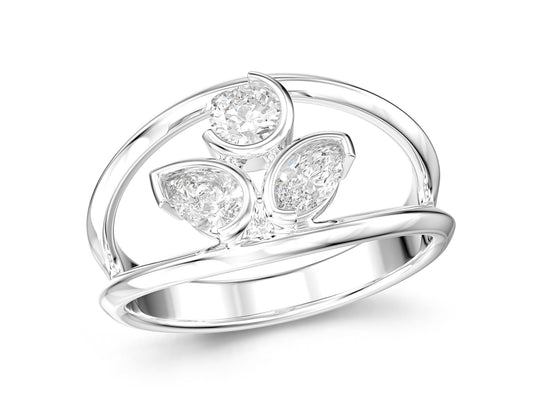 Three Stone Double Band Ring, 0.51ct Laboratory Grown Diamonds - 9ct White Gold - A16.00051.9WLCM