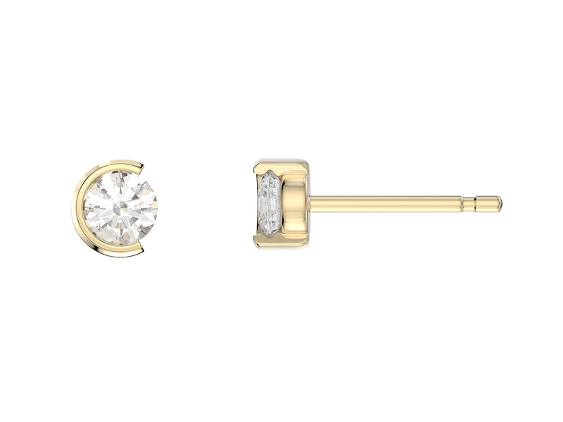 Round Stone Stud Earrings, 0.52ct Laboratory Grown Diamonds - 9ct Yellow Gold - A20.00064.9YLCA