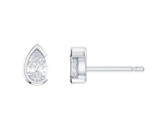 Pear Cut Stone Stud Earrings, 0.54ct Laboratory Grown Diamonds - 9ct White Gold - A20.00065.9WLCA