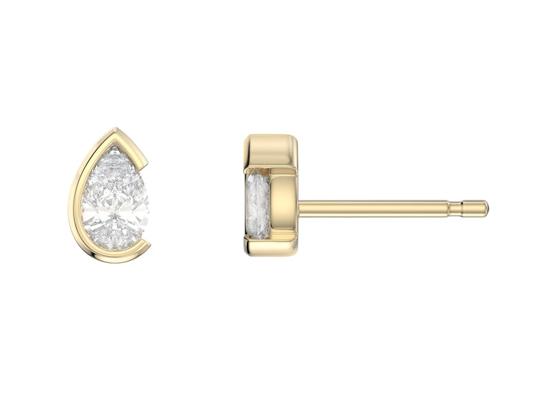 Pear Cut Stone Stud Earrings, 0.54ct Laboratory Grown Diamonds - 9ct Yellow Gold - A20.00065.9YLCA