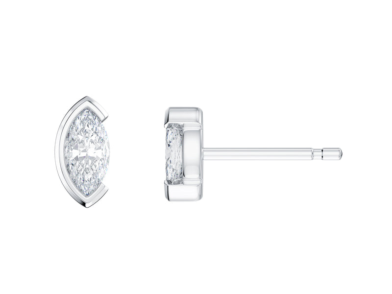 Marquise Stone Stud Earrings, 0.54ct Laboratory Grown Diamonds - 9ct White Gold - A20.00066.9WLCA