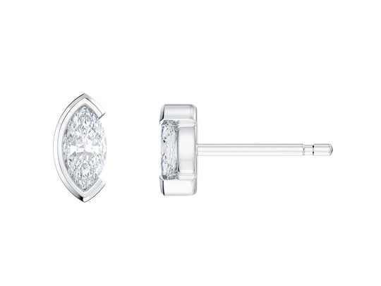 Marquise Stone Stud Earrings, 0.54ct Laboratory Grown Diamonds - 9ct White Gold - A20.00066.9WLCA