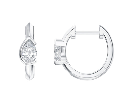Pear Cut Stone Hoop Earrings, 0.54ct Laboratory Grown Diamonds - 9ct White Gold - A20.00068.9WLCA