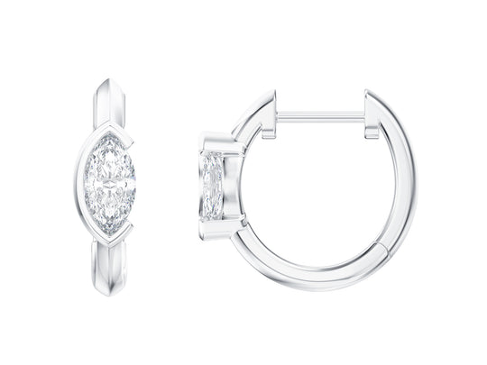 Marquise Stone Hoop Earrings, 0.54ct Laboratory Grown Diamonds - 9ct White Gold - A20.00069.9WLCA
