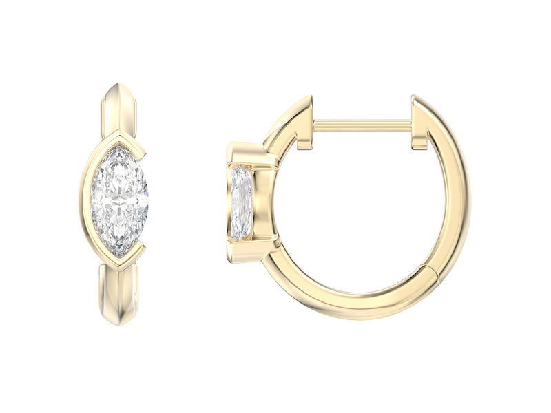 Marquise Stone Hoop Earrings, 0.54ct Laboratory Grown Diamonds - 9ct Yellow Gold - A20.00069.9YLCA