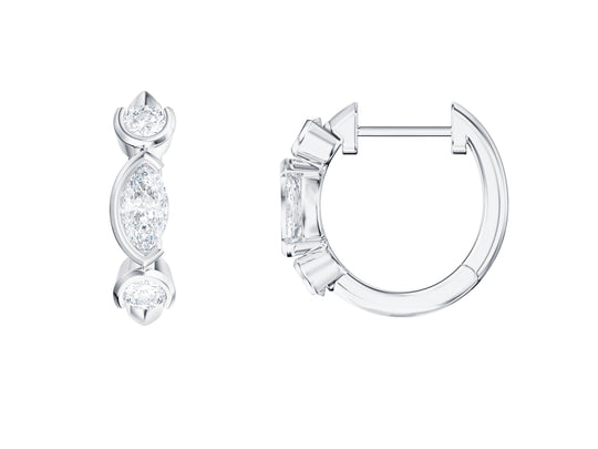 Three Stone Hoop Earrings, 0.55ct Laboratory Grown Diamonds - 9ct White Gold - A20.00084.9WLCA