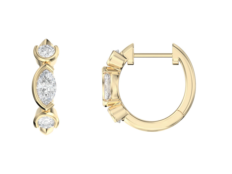Three Stone Hoop Earrings, 0.55ct Laboratory Grown Diamonds - 9ct Yellow Gold - A20.00084.9YLCA