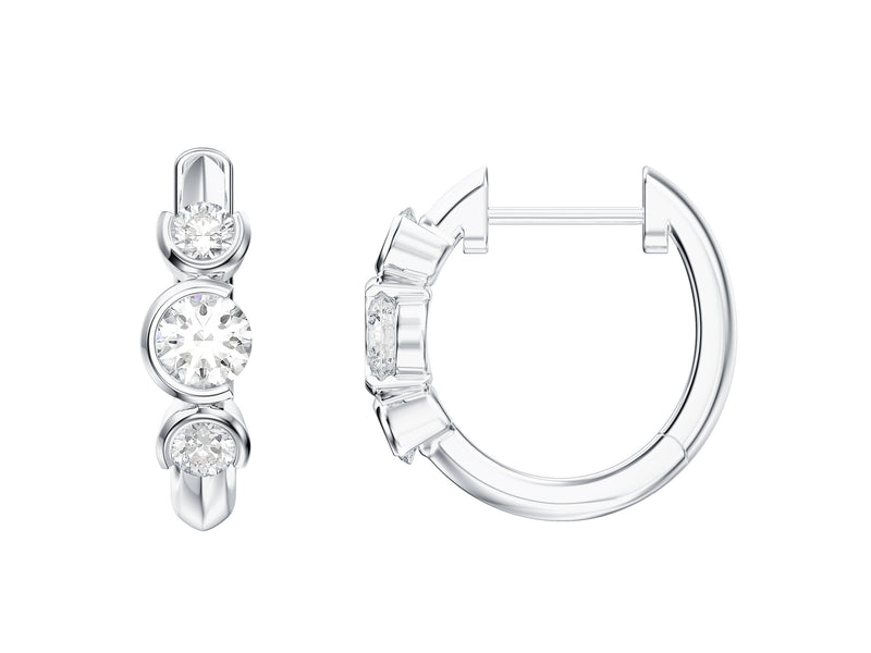 Triple Stone Hoop Earrings, 0.56ct Laboratory Grown Diamonds - 9ct White Gold - A20.00085.9WLCA
