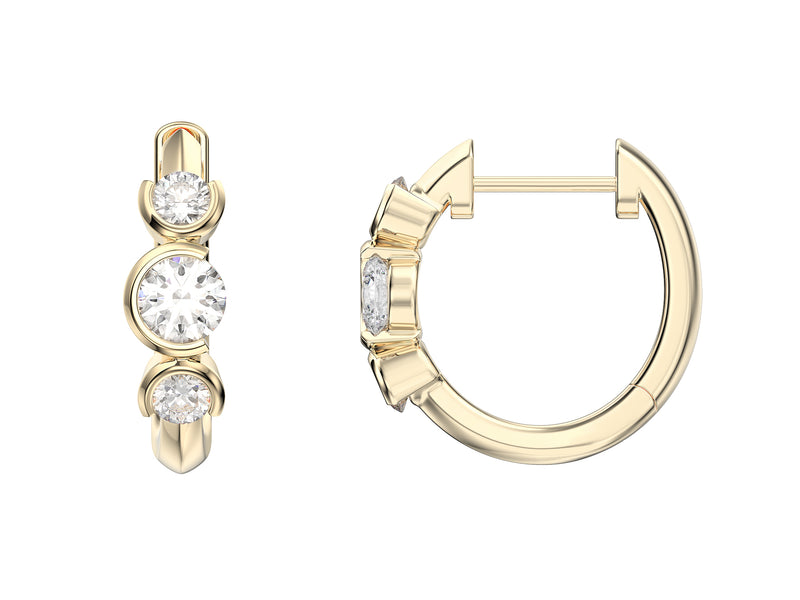 Three Round Stone Hoop Earrings, 0.56ct Laboratory Grown Diamonds - 9ct Yellow Gold - A20.00085.9YLCA