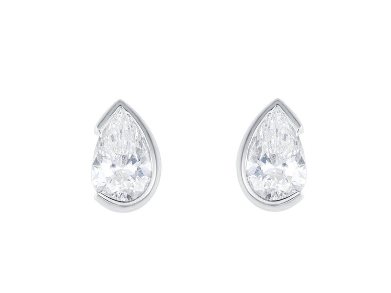 Pear Cut Stone Stud Earrings, 0.54ct Laboratory Grown Diamonds - 9ct White Gold - A20.00218.9WLCA