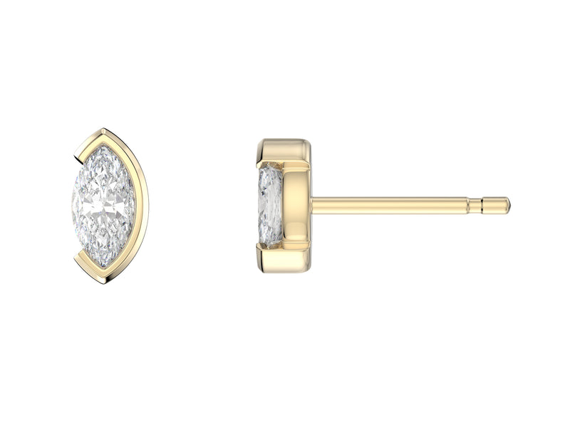 Marquise Stone Stud Earrings, 0.54ct Laboratory Grown Diamonds - 9ct Yellow Gold - A20.00226.9YLCA